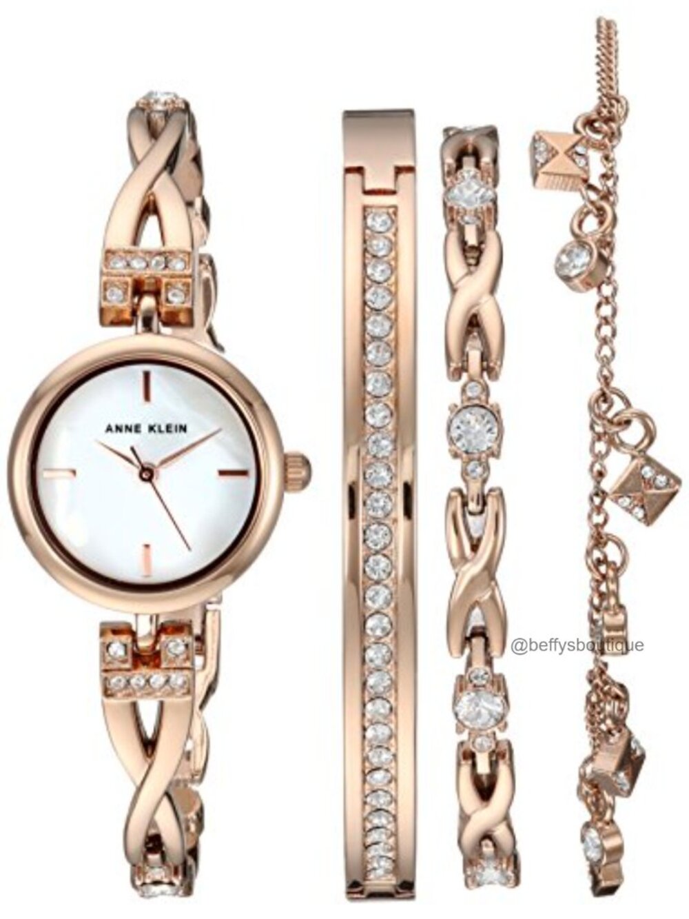Premium Crystal Accent Silver-Tone Watch and Bracelet Set – 3pc